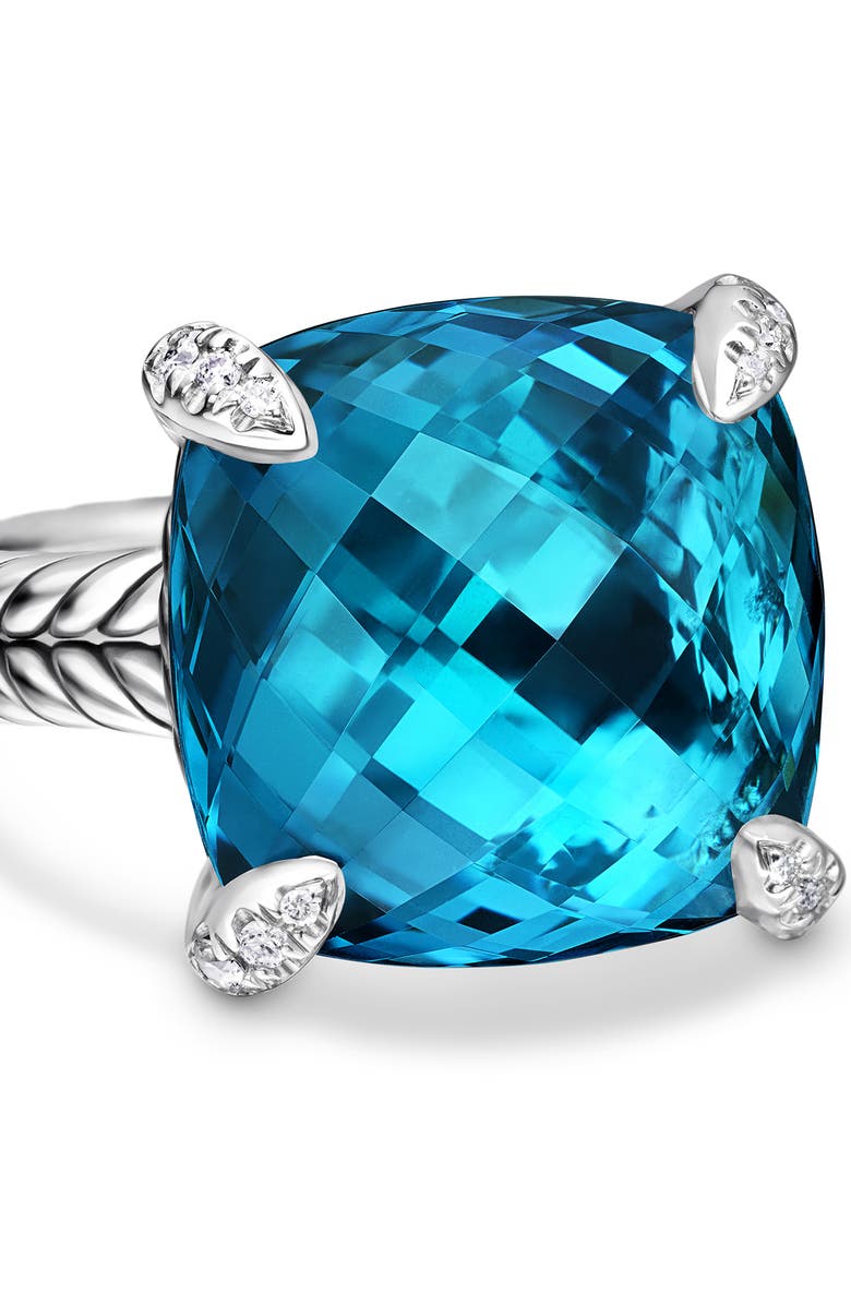 David Yurman Châtelaine Ring with Semiprecious Stone and Diamonds, Alternate, color, Silver/ Hampton Blue Topaz