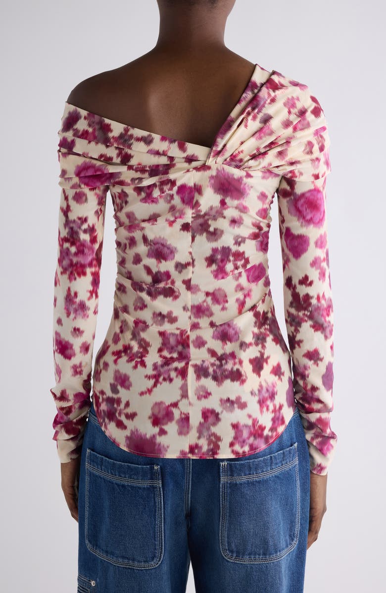 Isabel Marant Danka Long Sleeve Stretch Silk Top, Alternate, color, Pink