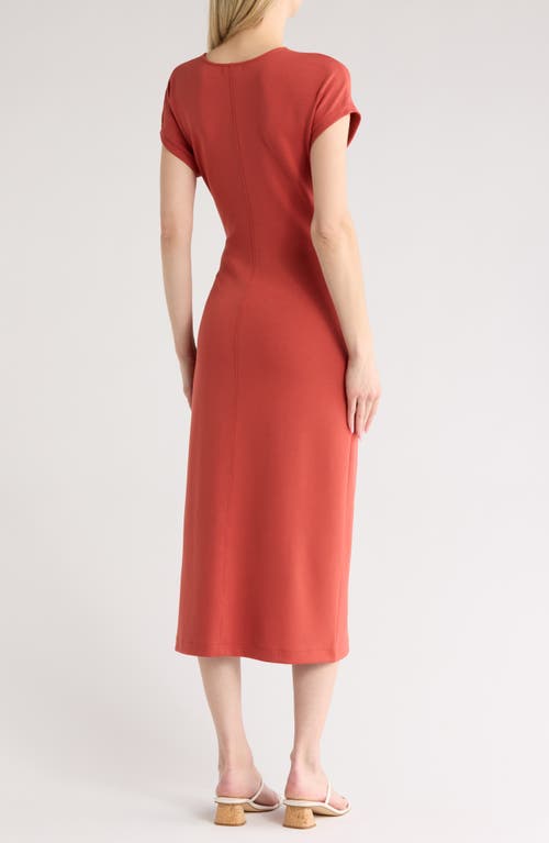 Nordstrom Tie Waist Midi Dress In Rust Spice