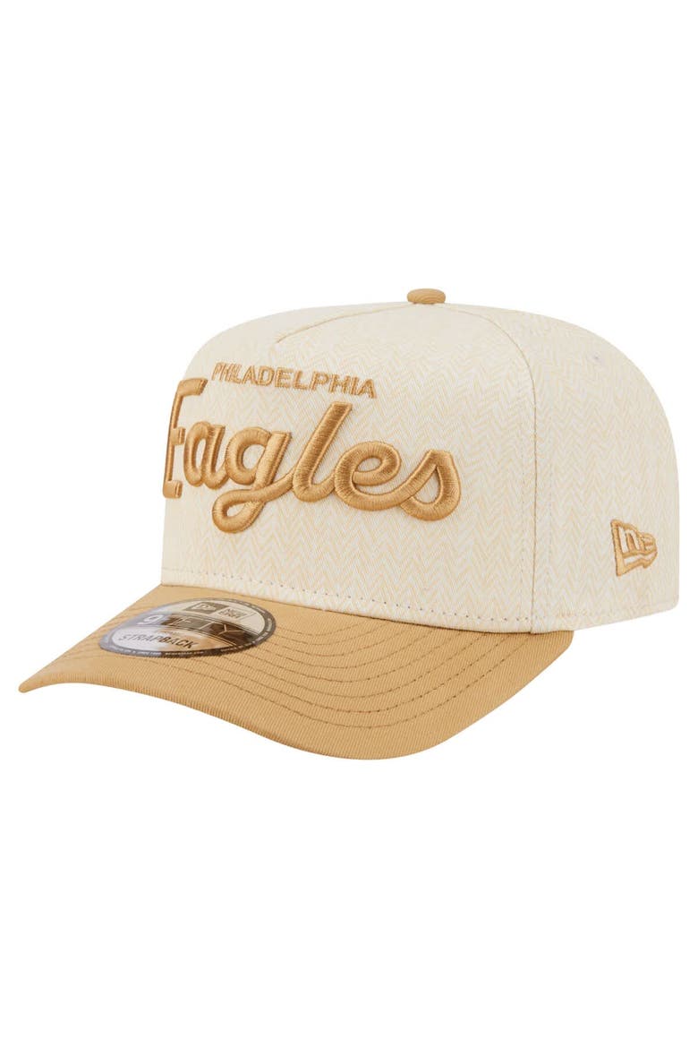 Men's New Era  Cream Philadelphia Eagles Herringbone 9FIFTY A-Frame Snapback Hat, Alternate, color, Cream