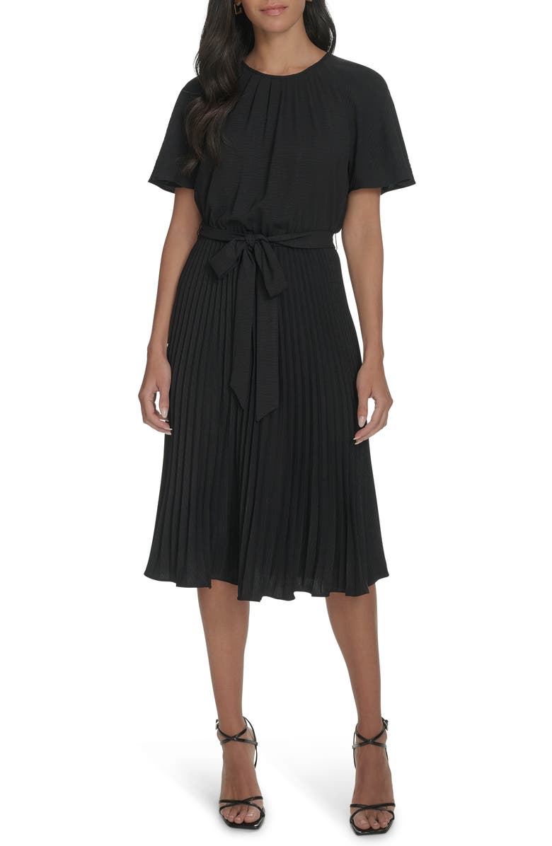 Calvin Klein Aerowash Flutter Sleeve Pleated Dress, Main, color,