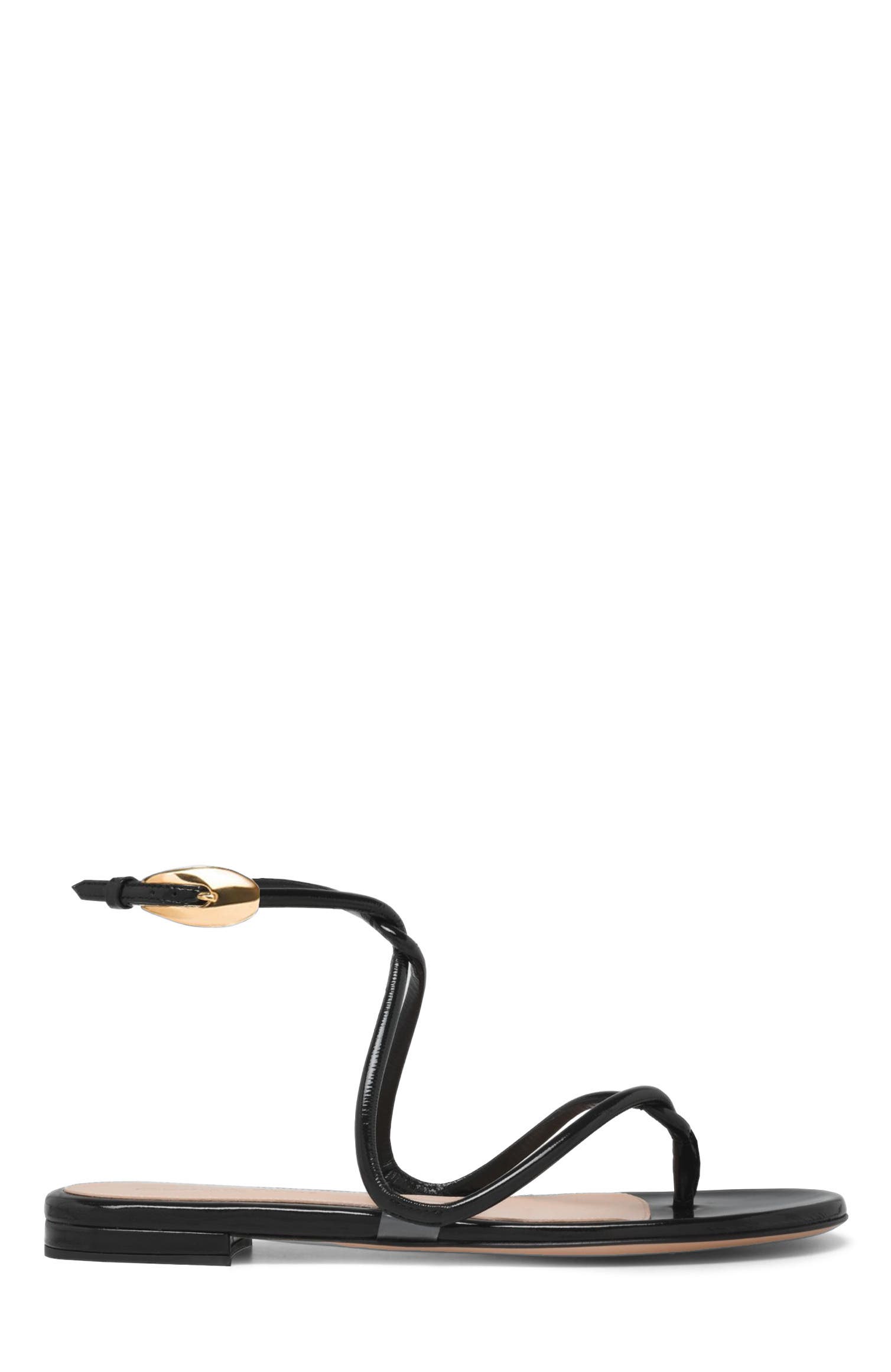 Gianvito Rossi Jungle Mamba Flat Sandals, Main, color, Black
