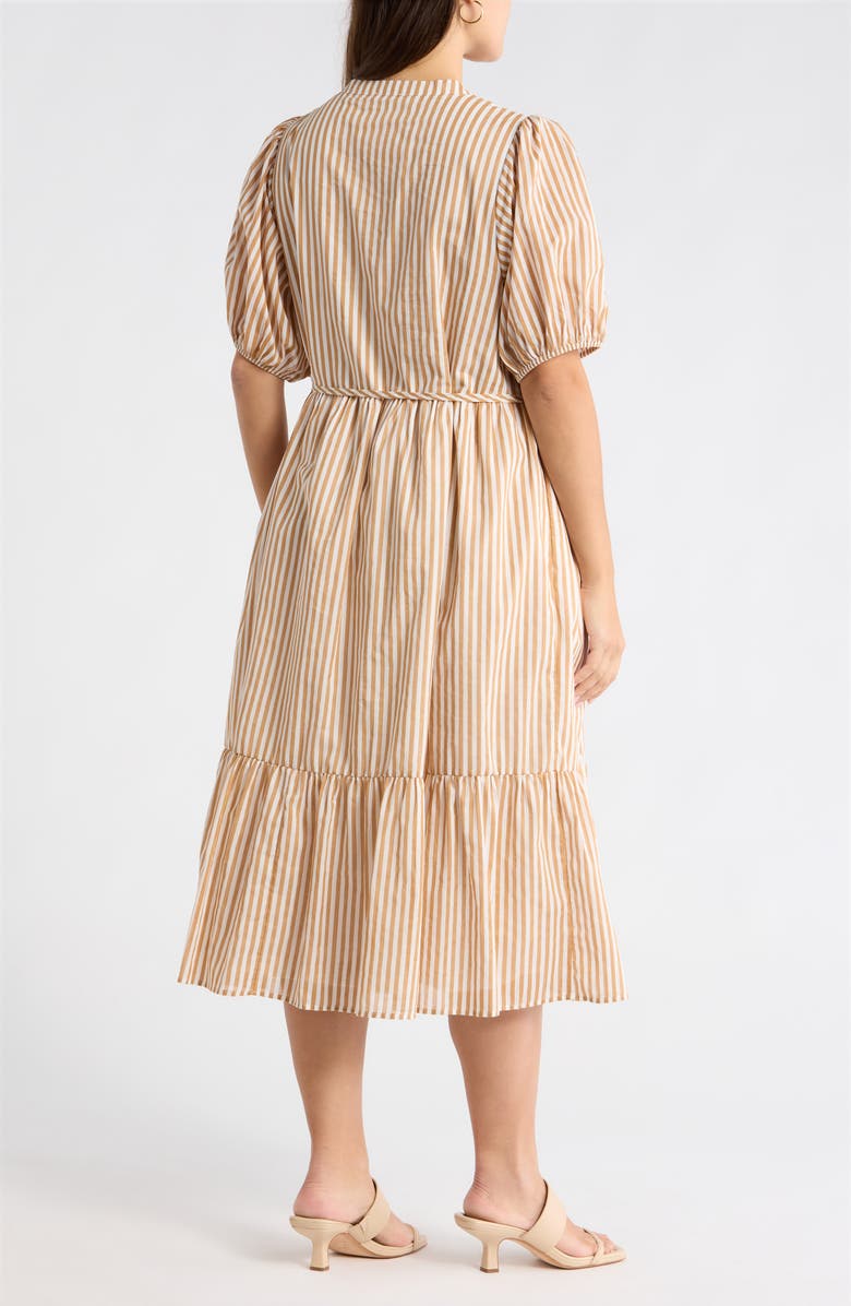 SUGARLIPS Dream State Beth Cotton Button-Up Midi Dress, Alternate, color, Taupe-Multi