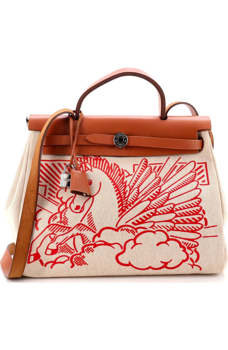 Pre-Owned Hermes Herbag Zip Pegase Pop Toile and Leather 31, Main, color, Gold