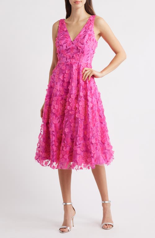 Eliza J 3D Appliqué Fit & Flare Cocktail Dress in Fuchsia  product