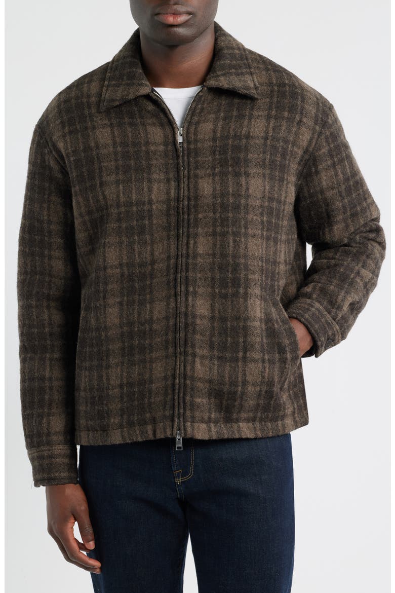 Insulated Check Wool Tweed Jacket, Alternate, color, BROWN PLAID