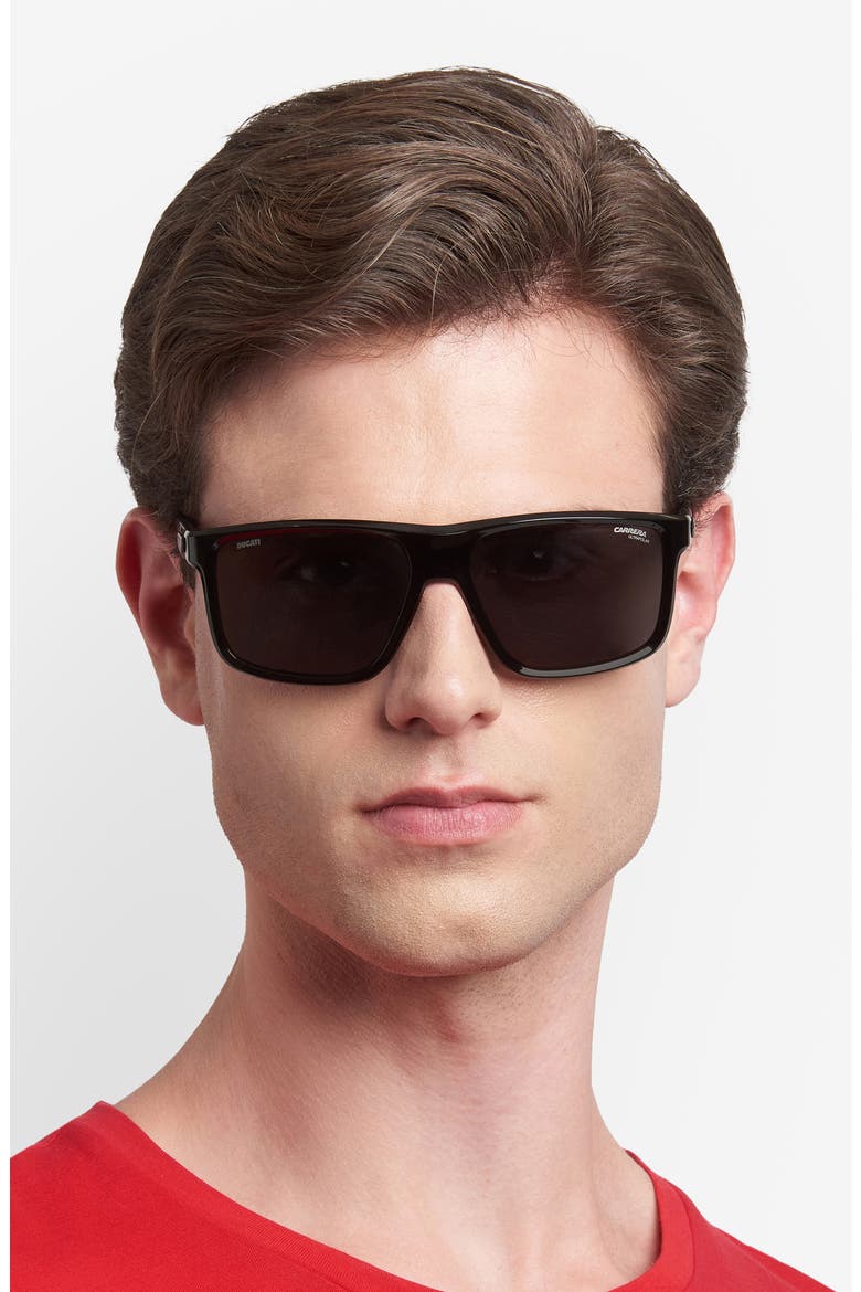 x Ducati Carduc 60mm Polarized Rectangular Sunglasses, Alternate, color, BLACK RED/ REDSP PZ HCAR
