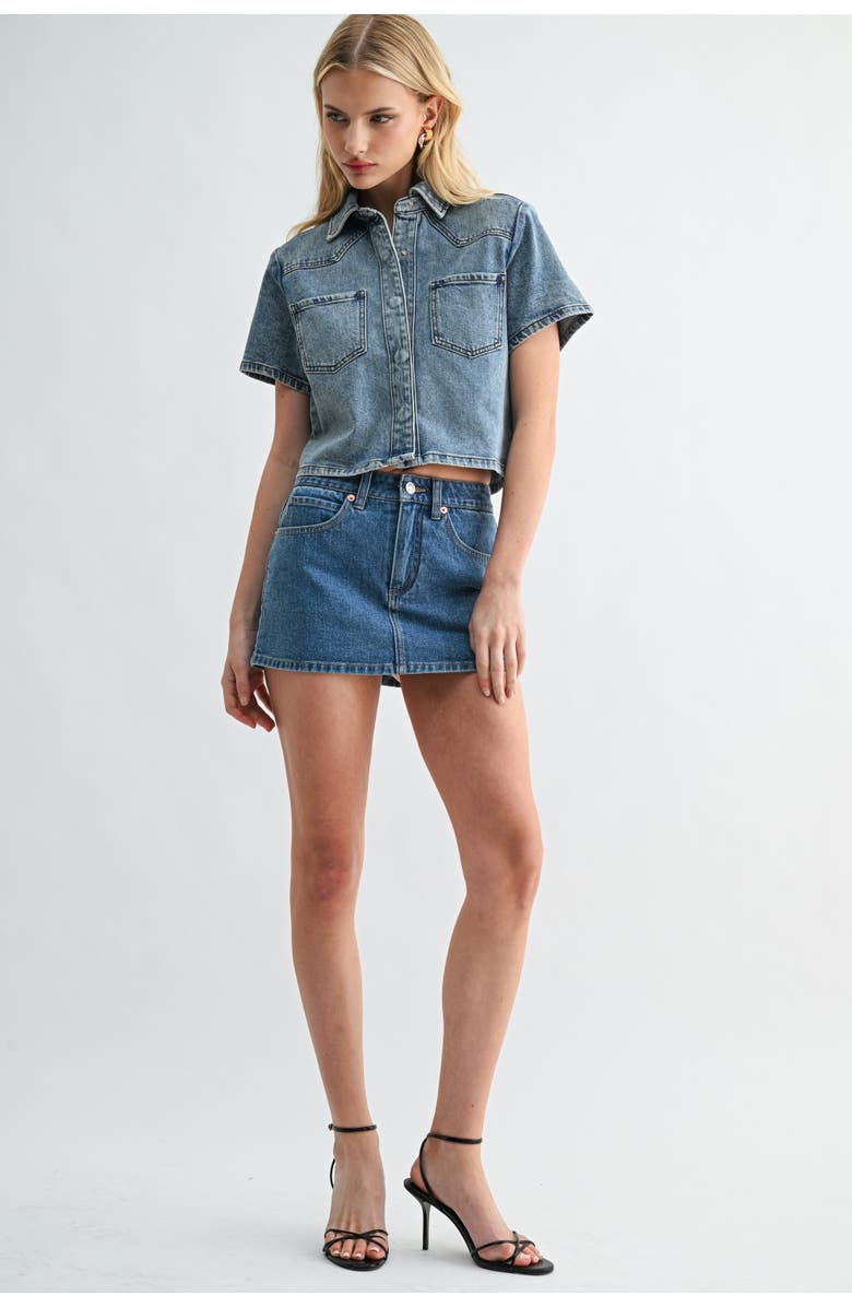 Jemina Denim The Muse Mini-Shirt Medium Wash, Alternate, color, Medium Wash