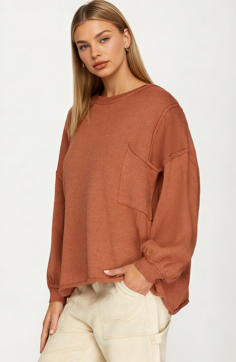 Knit and Lounge Oversized Balloon Sleeve Knit Pullover Sweater, Alternate, color, 