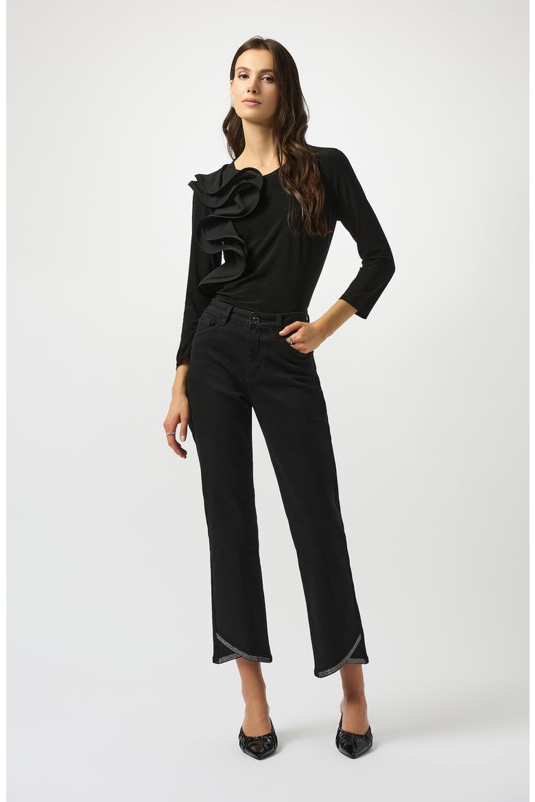 Ruffled Jersey Top, Alternate, color, BLACK