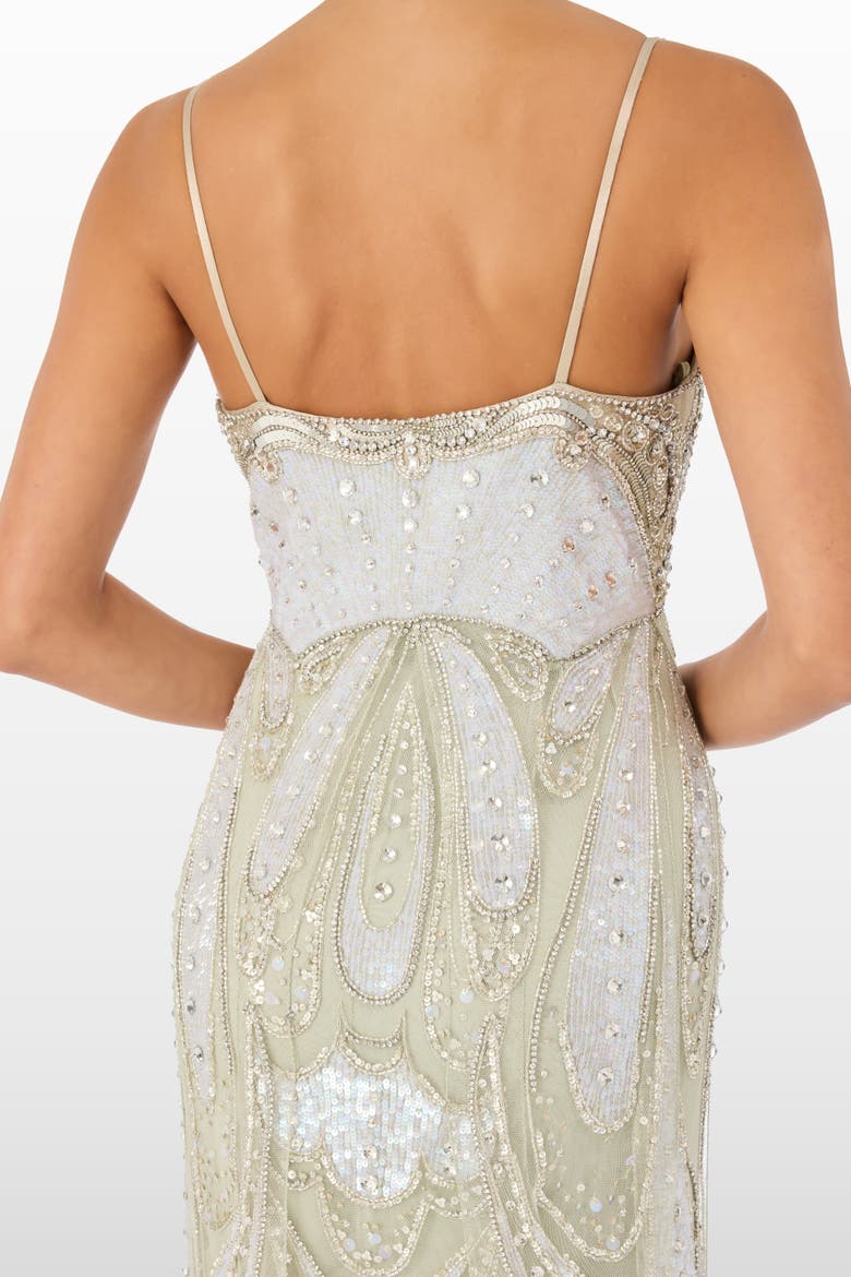 Yves Beaded Maxi Dress, Alternate, color, Marmo Green
