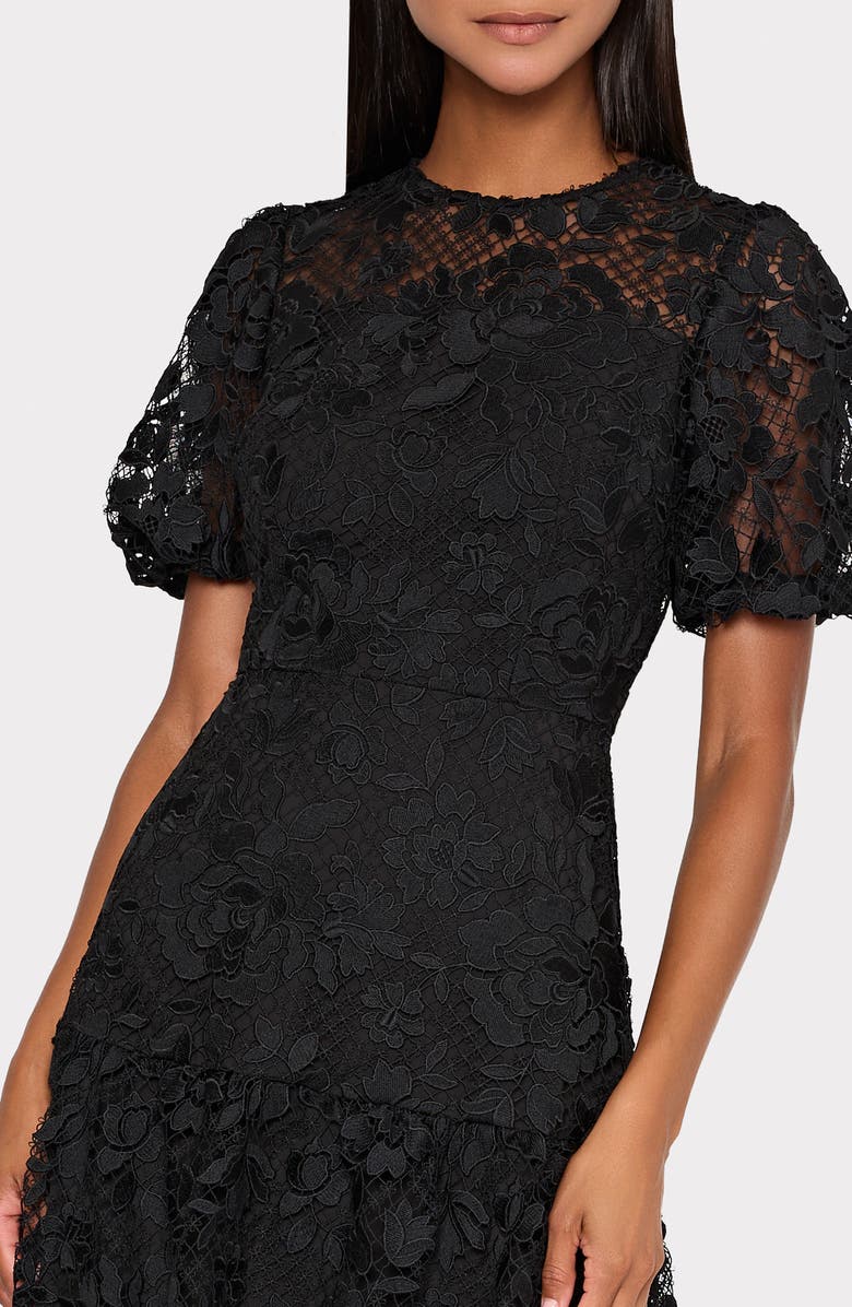 Milly Yasmin Rose Mosaic Lace Dress, Alternate, color, Black