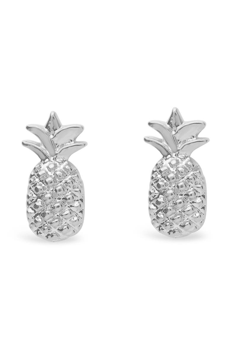 Sterling Forever Sterling Silver Pineapple Stud Earrings, Main, color, Silver
