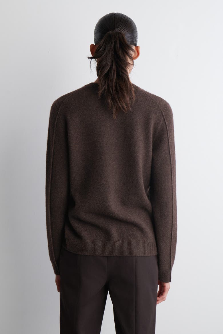 Cashmere Crew-Neck Sweater, Alternate, color, DARK BROWN