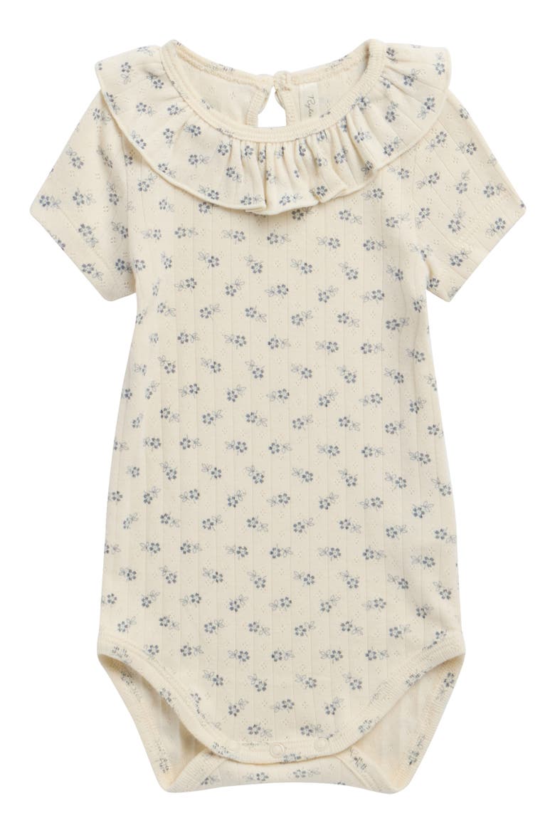 Ruffle Cotton Pointelle Bodysuit, Main, color, NATURAL