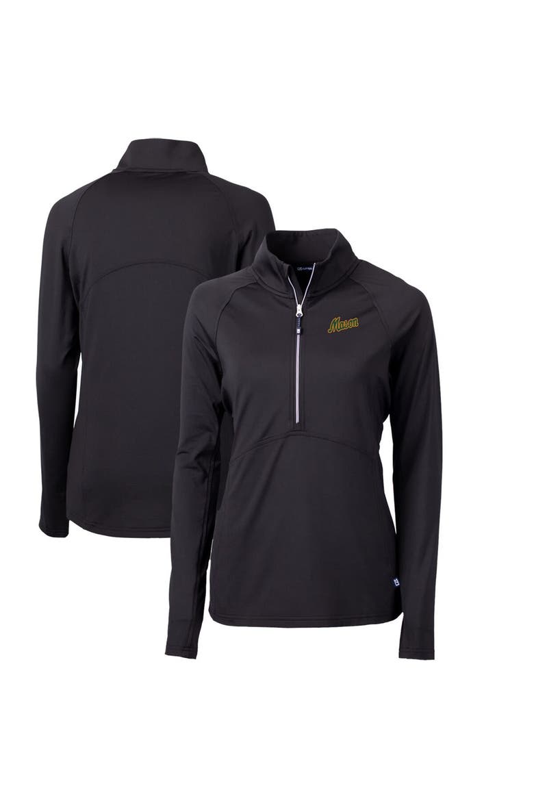 Women's Cutter & Buck Black George Mason Patriots Adapt Eco Knit Stretch Recycled Half-Zip Pullover Top, Alternate, color, Black