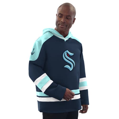 Starter Deep Sea Blue/light Blue Seattle Kraken Hockey Pullover Hoodie