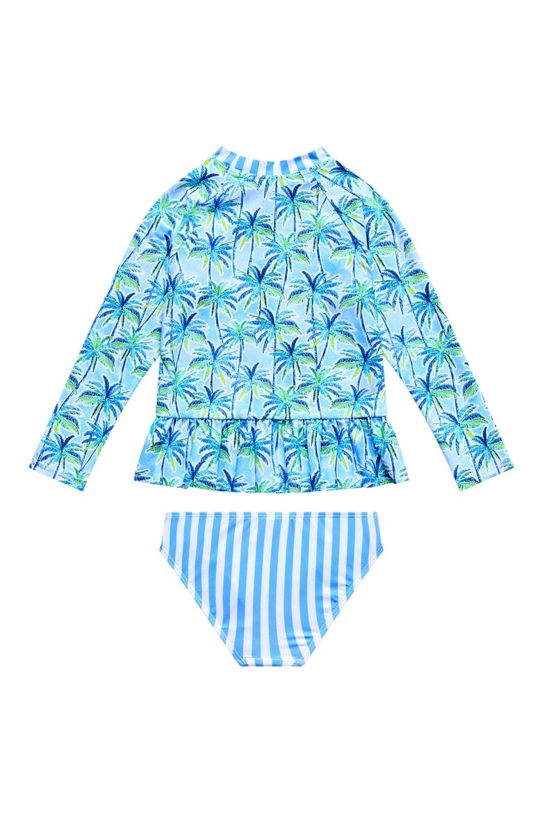 Kids' Long Sleeve Two-Piece Rashguard Swimsuit, Alternate, color, BLUE
