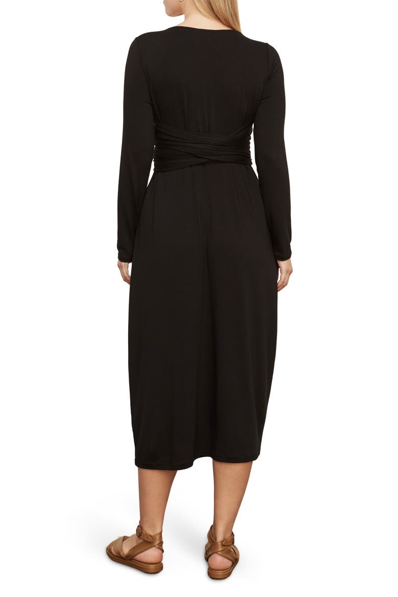 Wrap Bodice Long Sleeve Dress, Alternate, color, BLACK