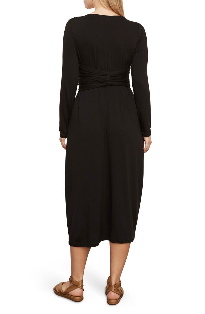 Vince Wrap Bodice Long Sleeve Dress, Alternate, color, Black