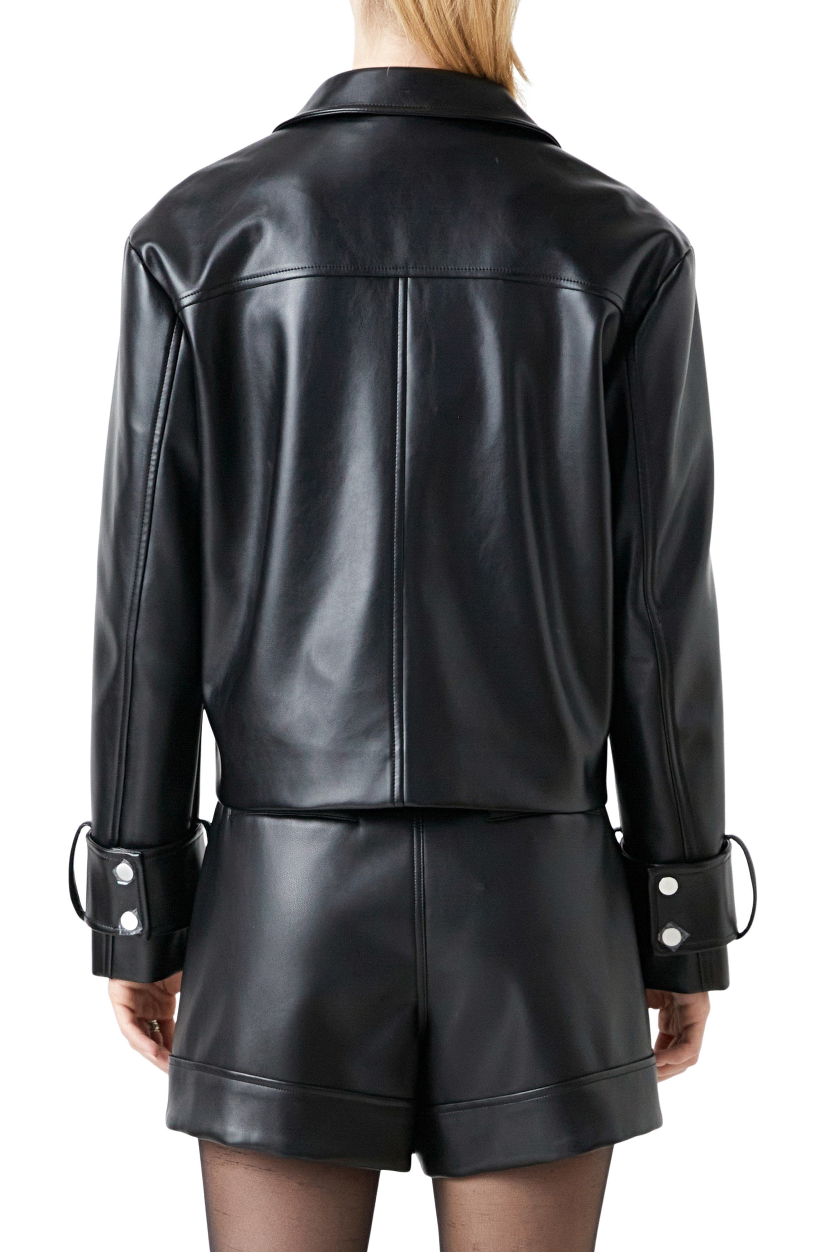 Faux Leather Zip Crop Jacket - image 2