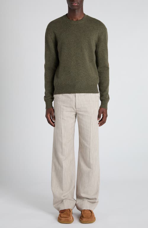 Bottega Veneta Classic Cashmere Blend Sweater With Intrecciato Suede Hearts In Green