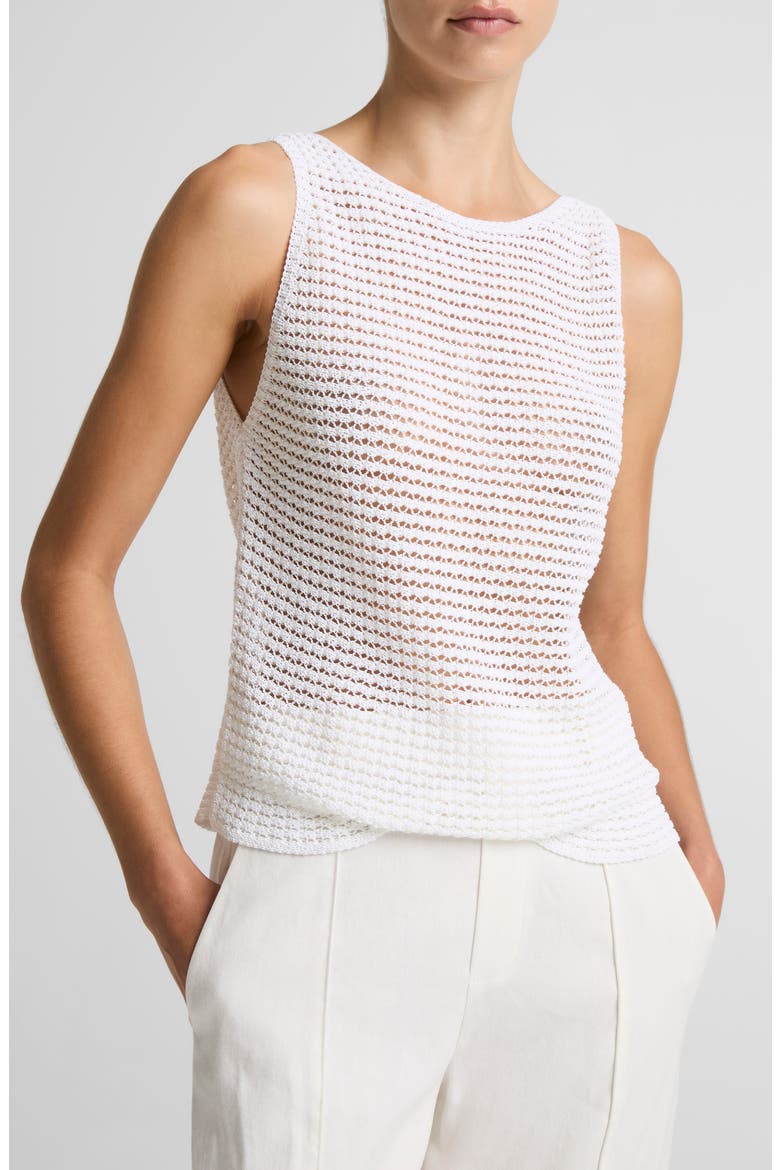 Cotton Blend Cord Openwork Tank, Main, color, OPTIC WHITE