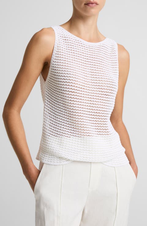 Cotton Blend Cord Openwork Tank