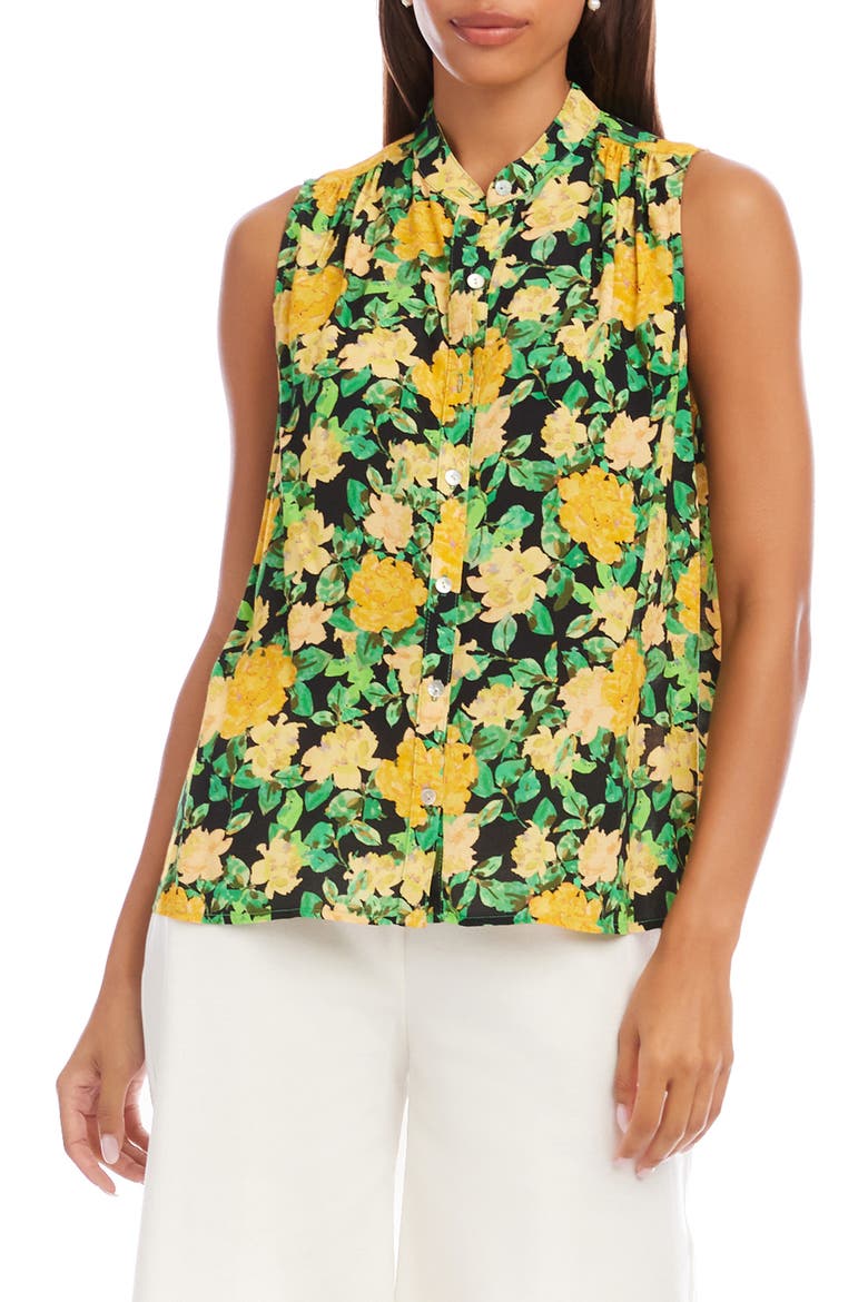 Floral Sleeveless Button-Up Top, Main, color, FLORAL