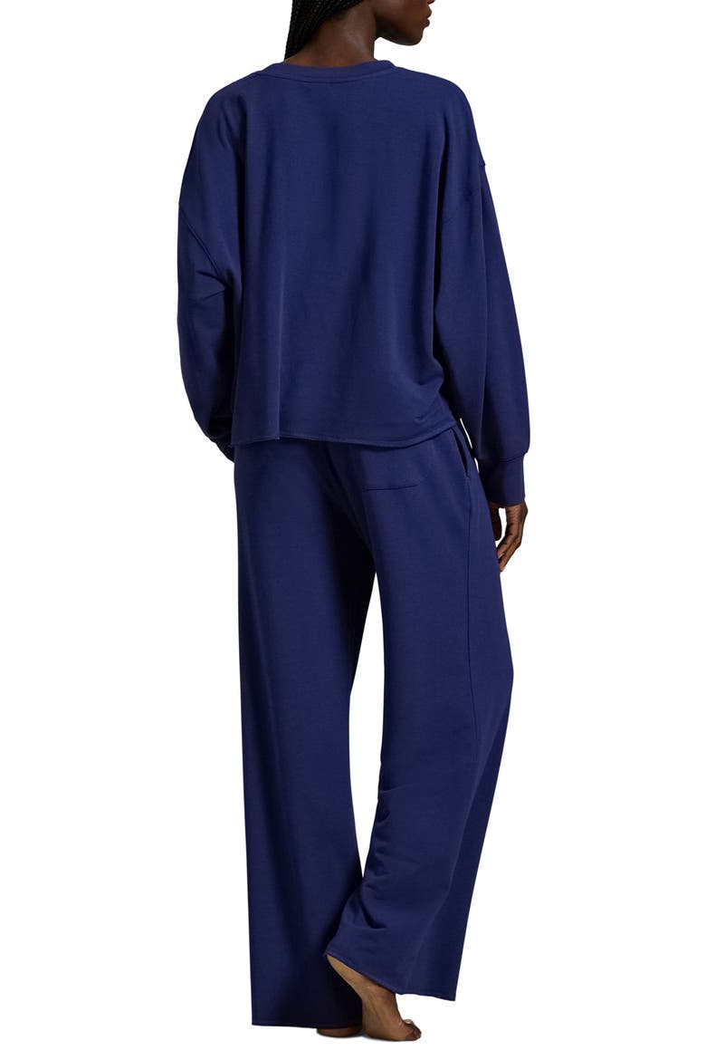 Sweatshirt & Wide Leg Pajamas, Alternate, color, NAVY