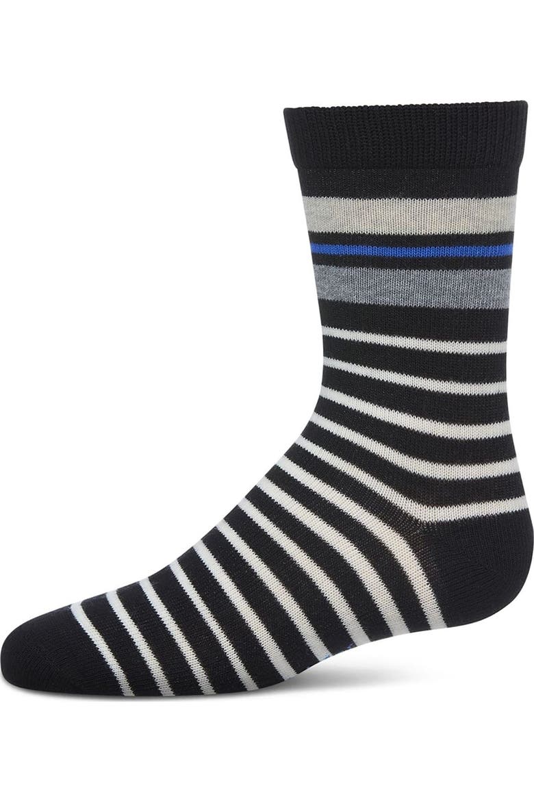 Striped Fine-Gauge Crew Sock, Main, color, Black