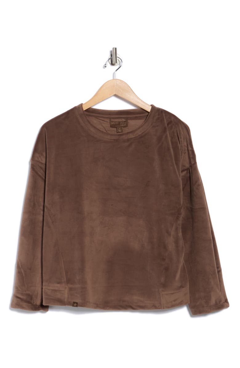 Barefoot Dreams<sup>®</sup> Luxechic Tucked Sweatshirt, Alternate, color, Java