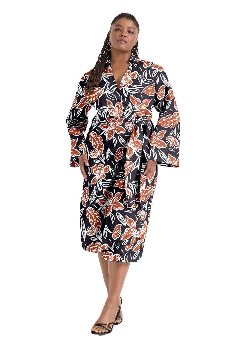 Midi Wrap Dress, Main, color, BATIK FLORAL