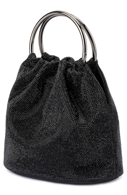 Olga Berg Mabel Crystal Top Handle Clutch In Black