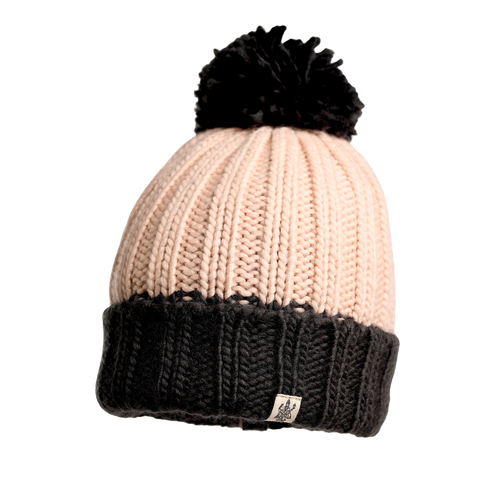 Nirvanna Designs Cherry Pom Hat In Charcoal/pink Quartz