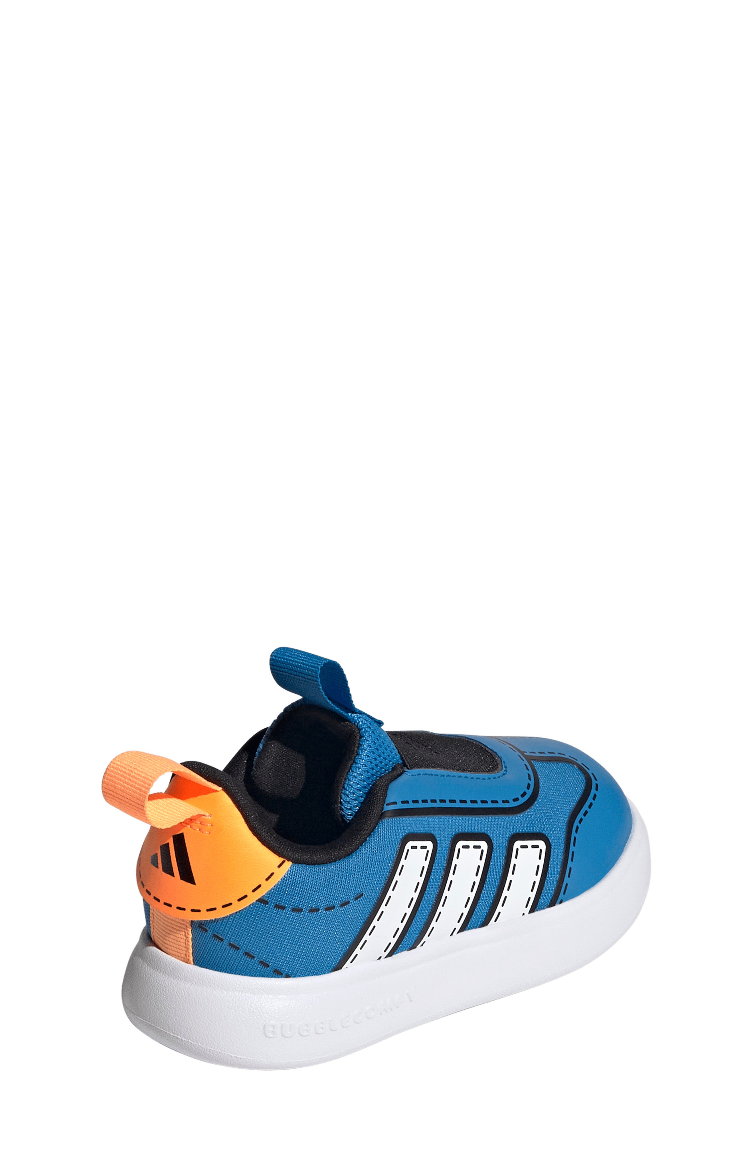adidas Kids' Bubblecomfy Knit Slip-On Sneaker, Alternate, color, Ray Blue/ White/ Tangerine