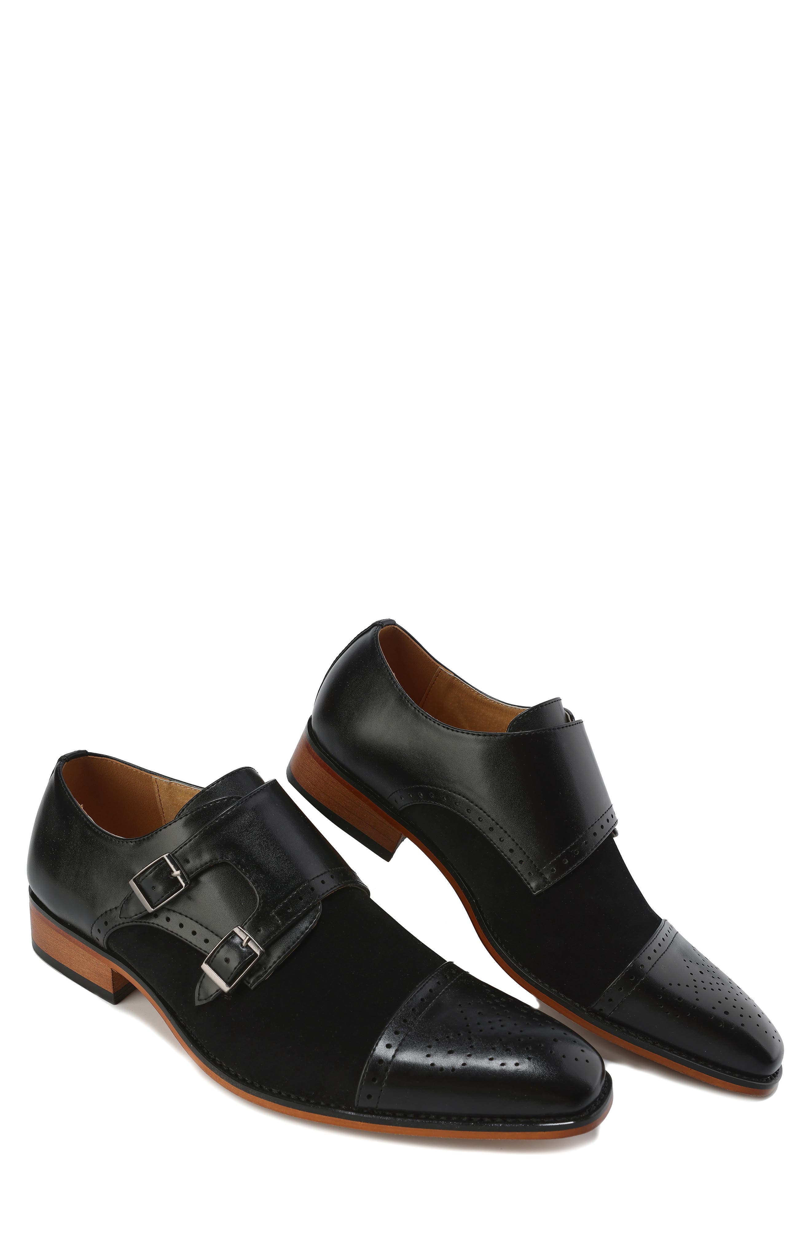 Gino Vitale Double Monk Strap Loafer, Alternate, color, Black/ Black