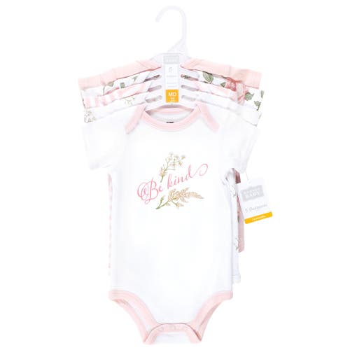 Hudson Baby Cotton Bodysuits 5-pack In Pink