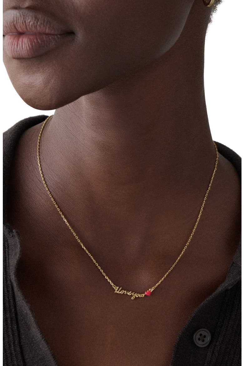 i love you pendant necklace, Alternate, color, GOLD
