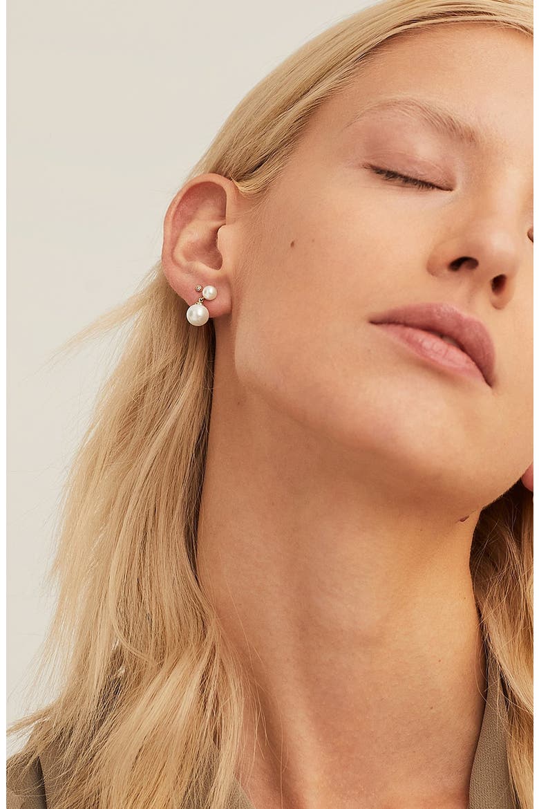 Essential Pearl Drop Earrings, Alternate, color, Pearl