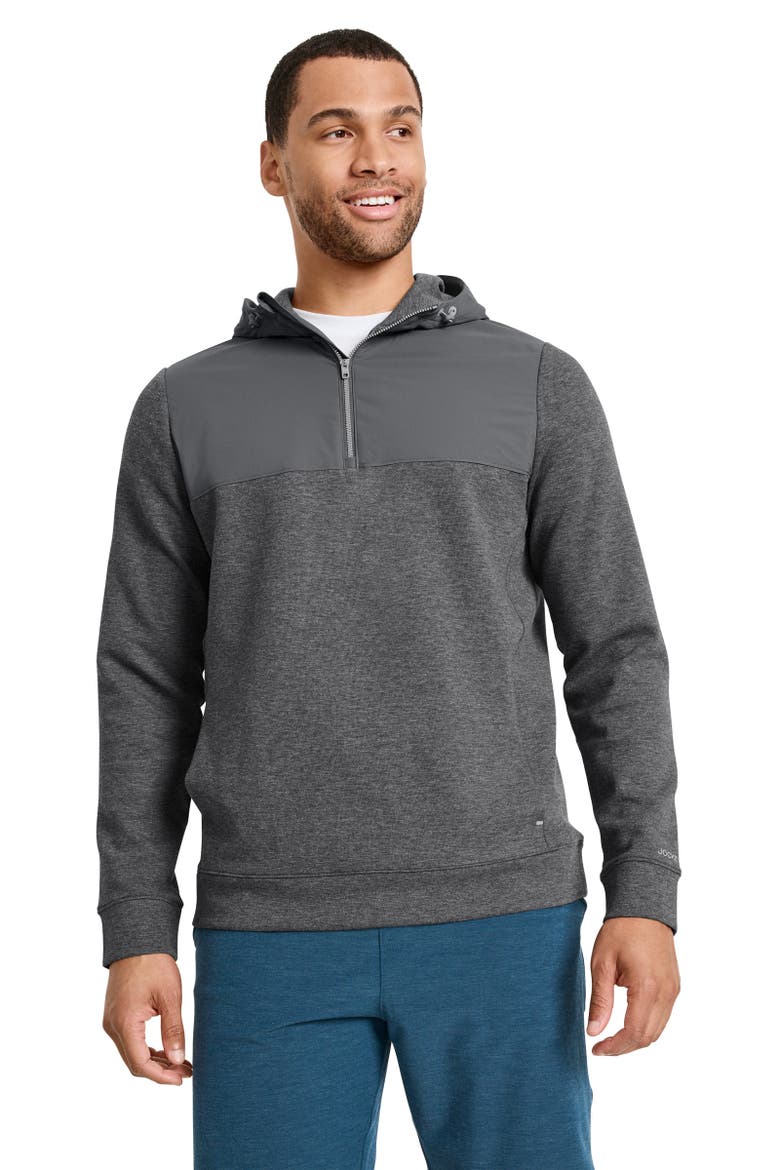 Mens EverActive Mixed Media 1/2 Zip Hoodie, Main, color, Grey Heather