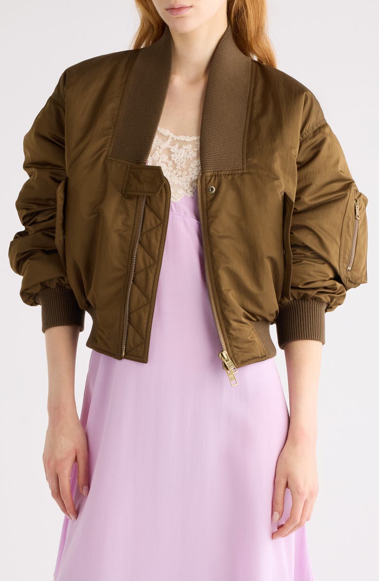 Chloé Oversize Bomber Jacket, Main, color, Authentic Brown