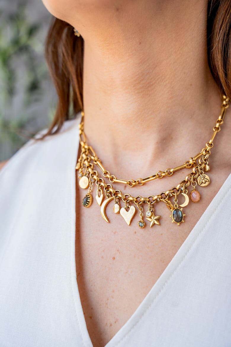 Talisman Charm Necklace, Alternate, color, Gold