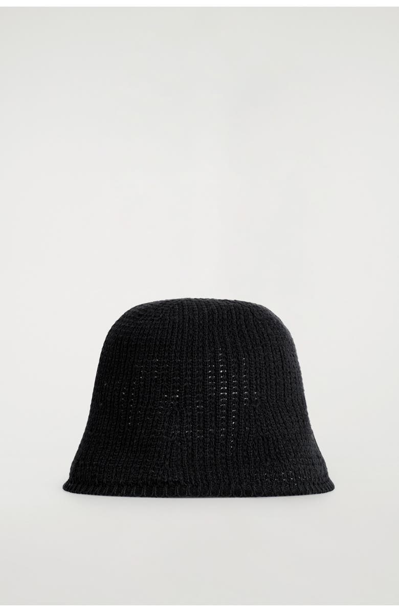 COS Open-Knit Bucket Hat, Alternate, color, Black