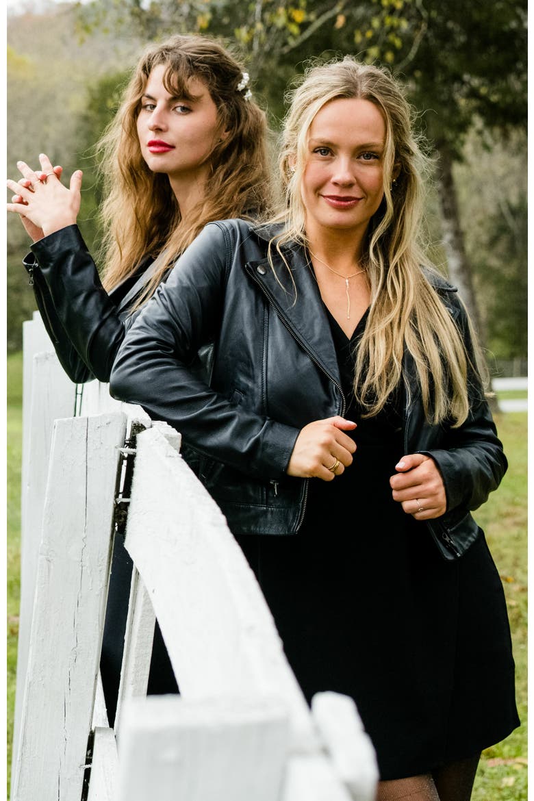 Maha Leather Jacket, Alternate, color, Black