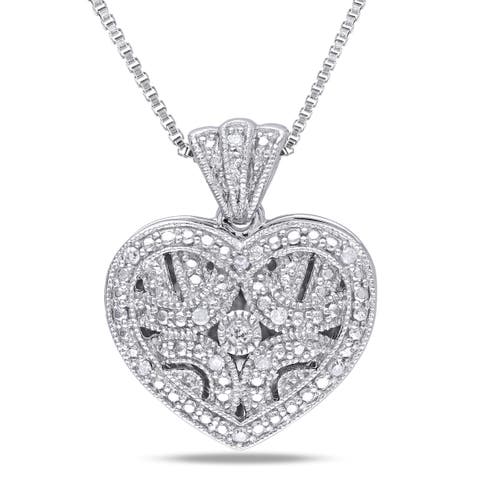 Diamond Heart Locket Pendant Necklace