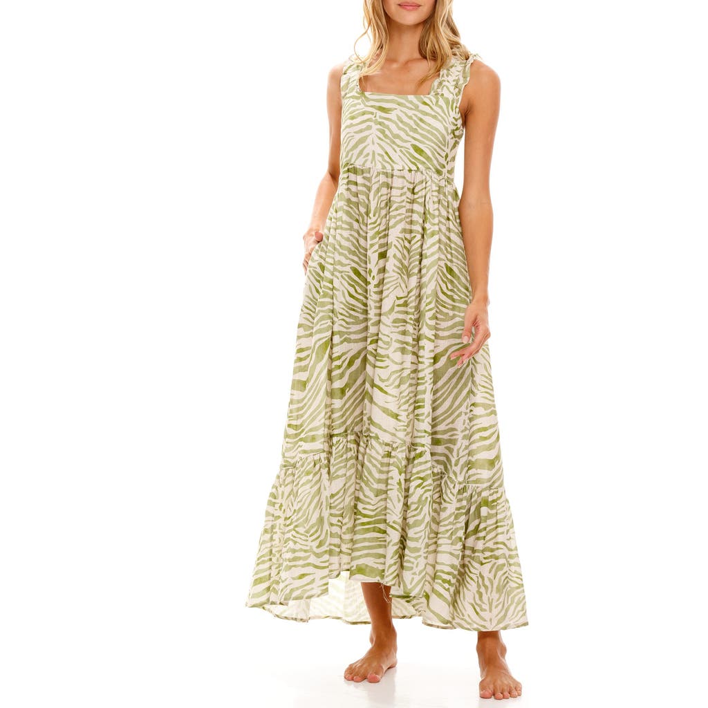 The Lazy Poet Mika Olive Zebra Linen Nightgown in Green  product