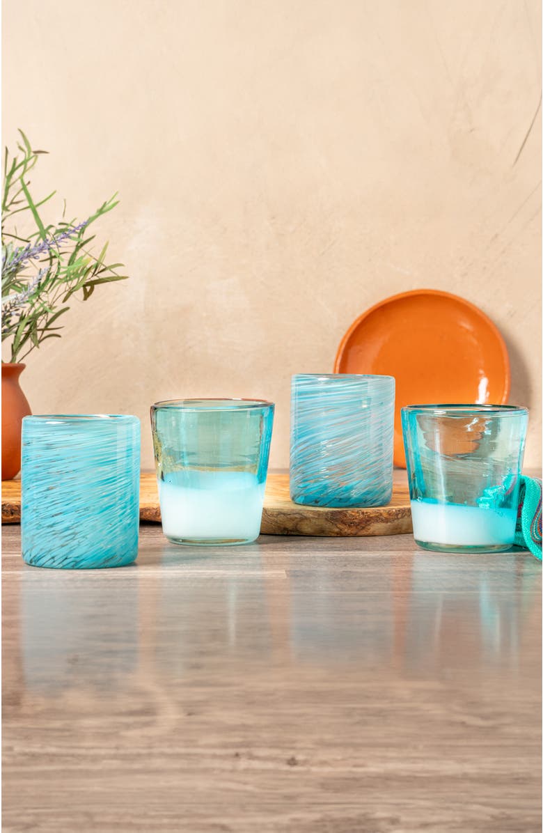 Verve Culture Handblown Glasses - Set of 4, Alternate, color, Aqua