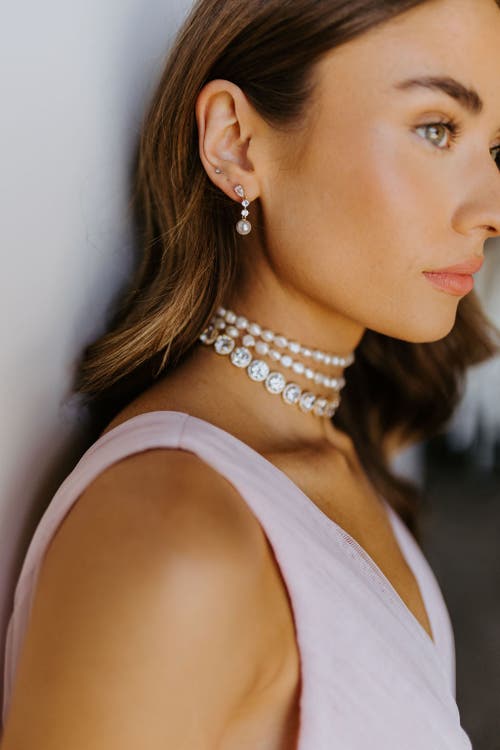 Untamed Petals Serenade Pearl And Crystal Earrings In Gold