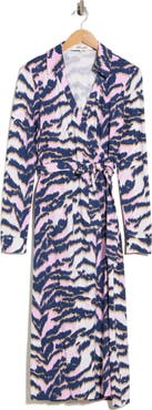 Diane von Furstenberg Abigail Long Sleeve Midi Wrap Dress